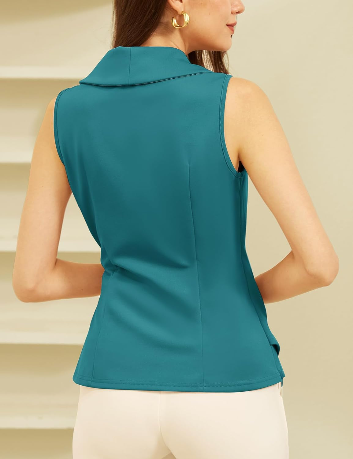 Women'S Wrap V Neck Casual Work Tops Sleeveless Office Dressy Summer Blouse Asymmetrical Elegant Shirts